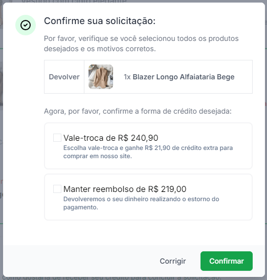 Incentivos para trocas na Troque & Devolva