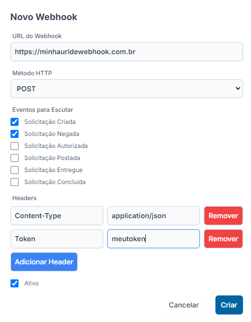 Integração por Webhook